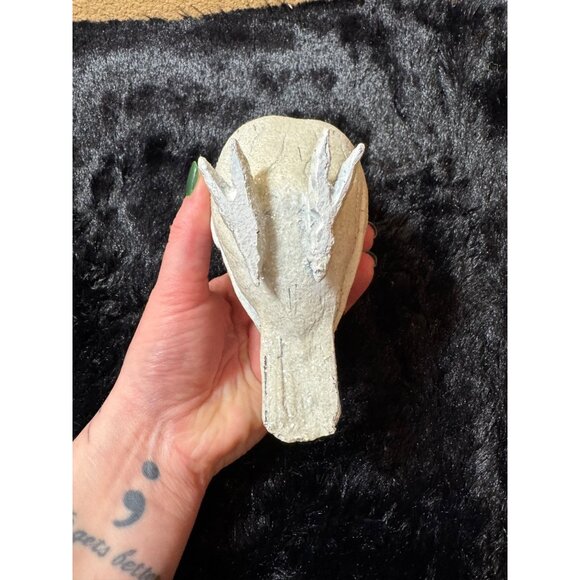 Rustic Owl Figurine Statue White Silver Glitter For Home & Garden Decor - Picture 5 of 6